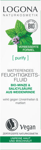 LOGONA PURIFY Mattifying Moisturizing Fluid organic mint & salicylic acid from willow bark