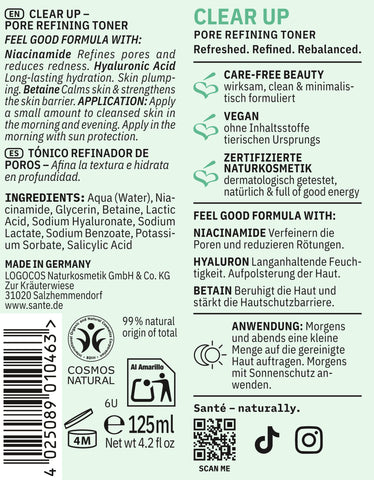 SANTÉ Clear Up Pore Refining Toner