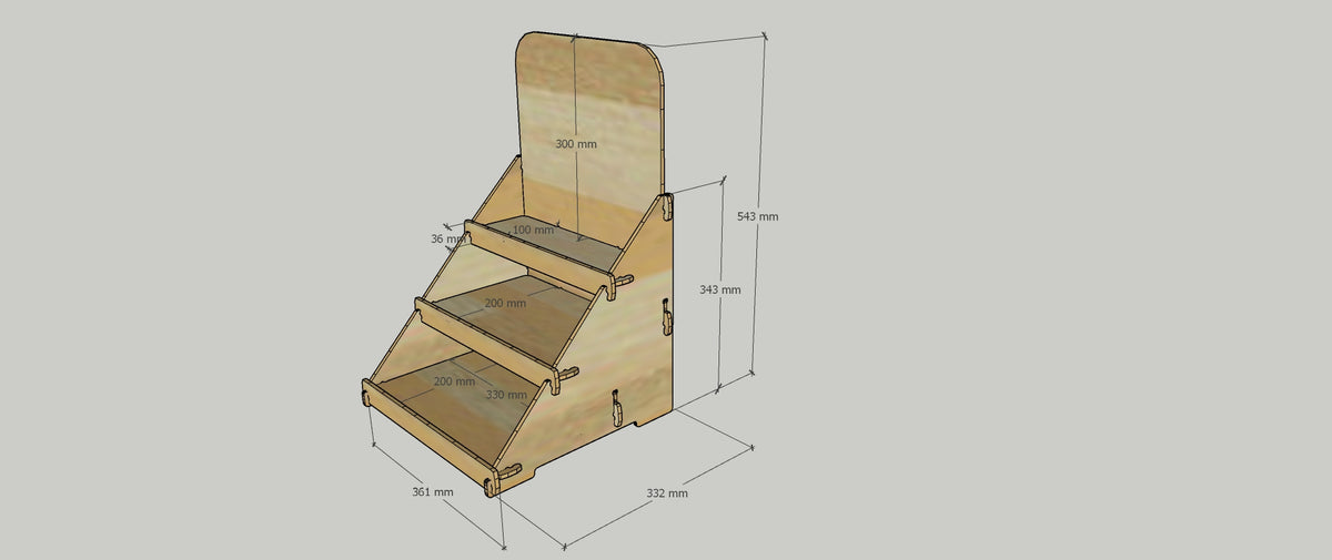 ROSENROT Leer - Thekendisplay Holz