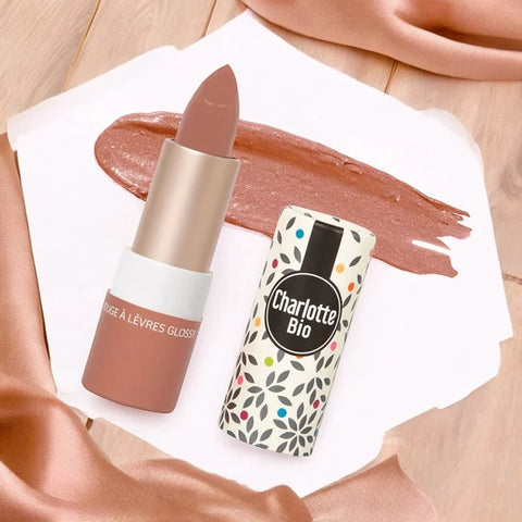 Glänzender Lippenstift Nude Mokka BIO - 3.5g - Charlotte Bio