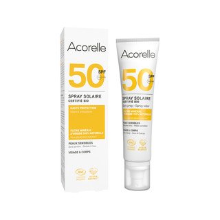 Acorelle Spray Solaire Visage et Corps SPF50, Cosmétique Bio - COSMOS ORGANIC 100 ml