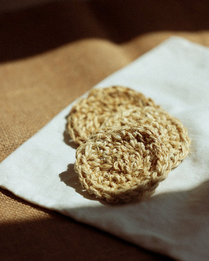 Tampon de shampoing en jute.