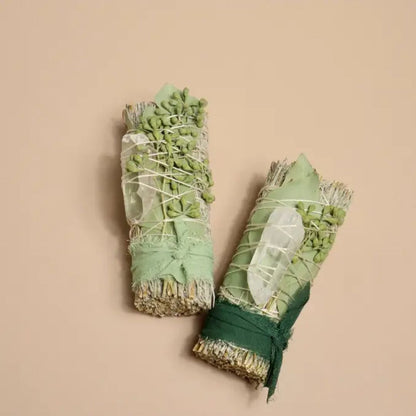 Fagot de sauge bleue, d'eucalyptus et de quartz