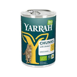 YARRAH Katzenfutter Chunks Huhn, mit Brennnessel & Tomate, EU Bio 405 g