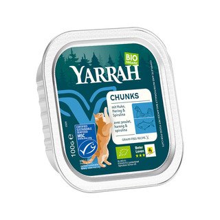 YARRAH Katzenfutter Bröckchen Fisch mit Spirulina, EU Bio 100 g