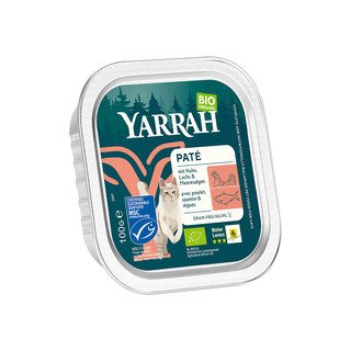 YARRAH Katzenfutter Paté Huhn & Lachs, mit Meeresalgen, EU Bio 100 g