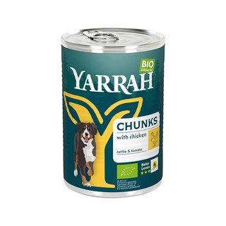 YARRAH Hundefutter Chunks Huhn, mit Brennnessel & Tomate, EU Bio 405 g
