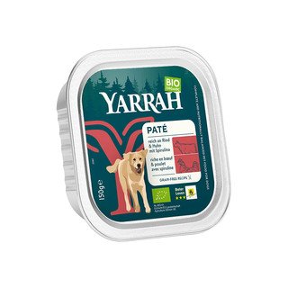 YARRAH Hundefutter Paté Rind & Huhn, mit Spirulina, EU Bio 150 g