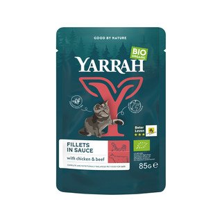 YARRAH Katzenfutter Filets mit Rind in Sauce, EU Bio 85 g
