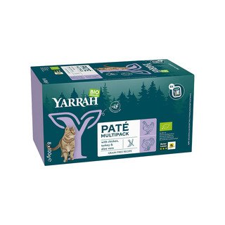 YARRAH Katzenfutter Multipack Paté Huhn & Truthahn, EU Bio 8 x 100 g