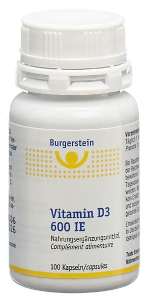 BURGERSTEIN Vitamin D3 Kapseln 600 IE (100 Stk.)
