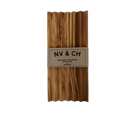 Porte-savon en bois d'olivier zigzag 2 Savons