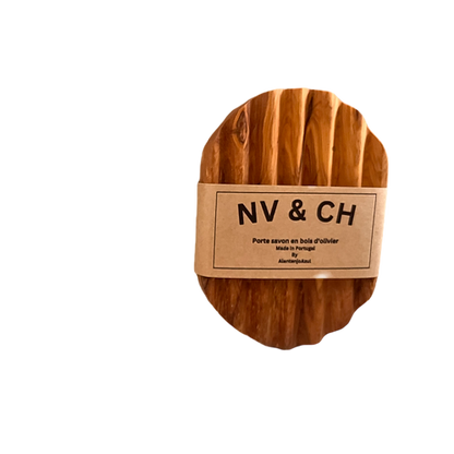 Porte-savon en bois d'olivier zigzag oval