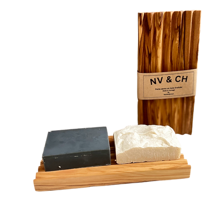 Porte-savon en bois d'olivier zigzag 2 Savons
