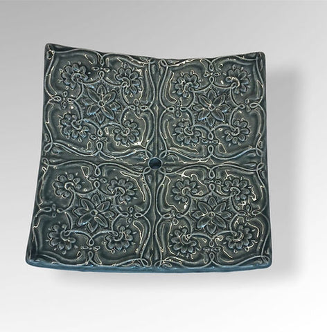 Porte savon céramique "Le carré vert"
