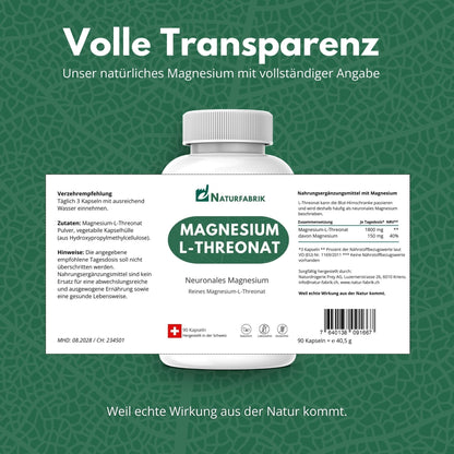 NATURFABRIK Capsules de Magnésium L-Thréonate 90 pièces