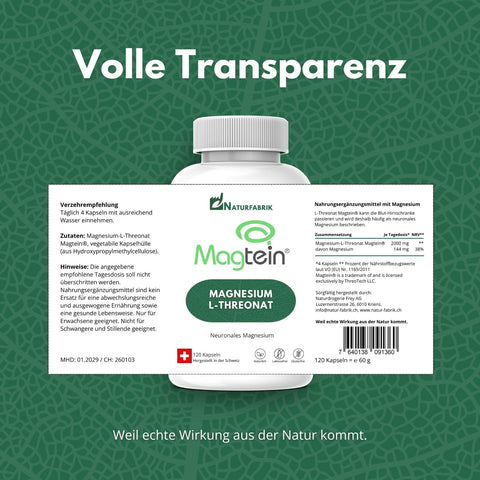 NATURFABRIK Magnesium-L-Threonat Magtein® Kapseln 120 Stk