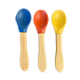 3945 LOT DE 3 CUILLERES EN BAMBOU + SILICONE OBSCUR ( MOUTARDE, BLEU MARINE ET TERRACOTA )