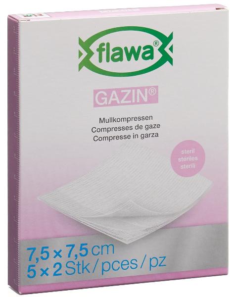FLAWA Gazin Mullkompres 7.5x7.5cm steril 5 x 2 Stk