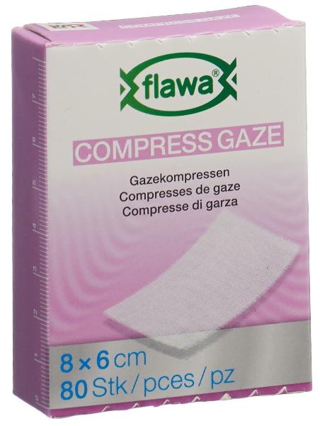 FLAWA Gazekompressen geschn 6x8cm keimred 80 Stk