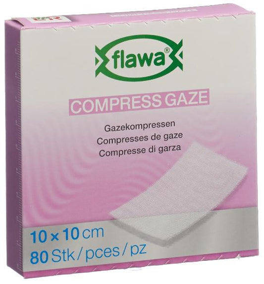 FLAWA Gazekompressen geschn 10x10cm keimred 80 Stk