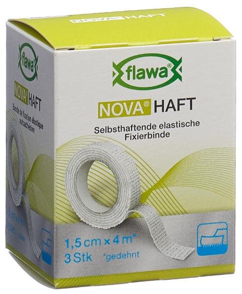 FLAWA NOVA Haft kohäsive Gazebinde 1.5cmx4m 3 Stk