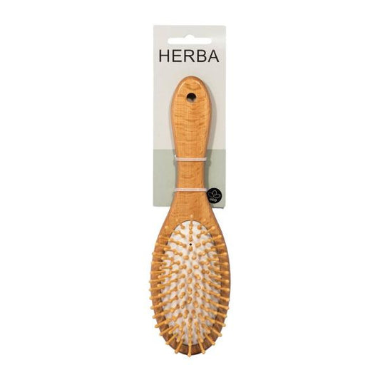 HERBA Haarbürste m Holzstift oval Buchenholz
