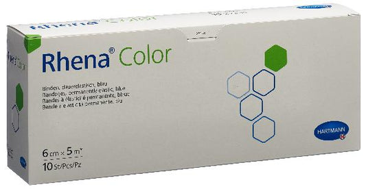 RHENA Color Elast Binde 6cmx5m blau offen 10 Stk