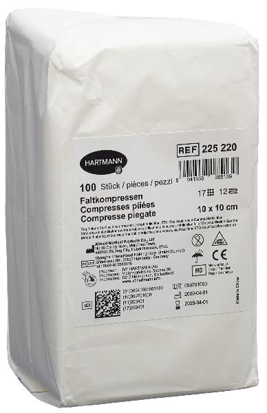 Compressa di garza piegata IVF T17 10 x 10 cm, 12-strati, 100 pezzi