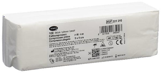 IVF Garza compressa piegata T24 5x5 cm, 8-pieghe, 100 pezzi