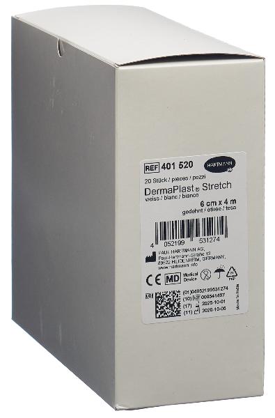 DERMAPLAST Stretch Gazebinde 6cmx4m weiss 20 Stk