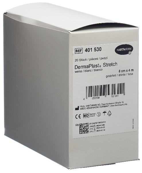 DERMAPLAST Stretch Gazebinde 8cmx4m weiss 20 Stk