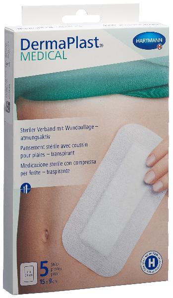 DERMAPLAST Medical Vliesverband 15x9cm 5 Stk