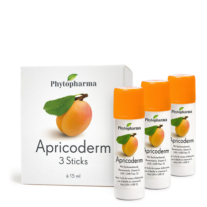 Phytopharma – Apricoderm Stick | Cura labbra e imperfezioni con protezione UV | 15 ml / 3×15 ml