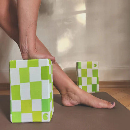 Bloc de yoga recyclé Yin Yang citron vert