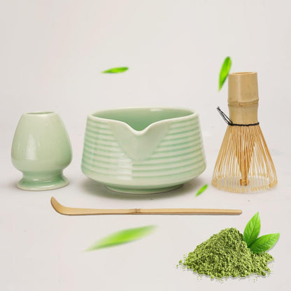 Matcha-Tee-Set – 4-teilig, mit Schale, Bambusbesen & Löffel