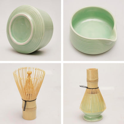 Matcha-Tee-Set – 4-teilig, mit Schale, Bambusbesen & Löffel