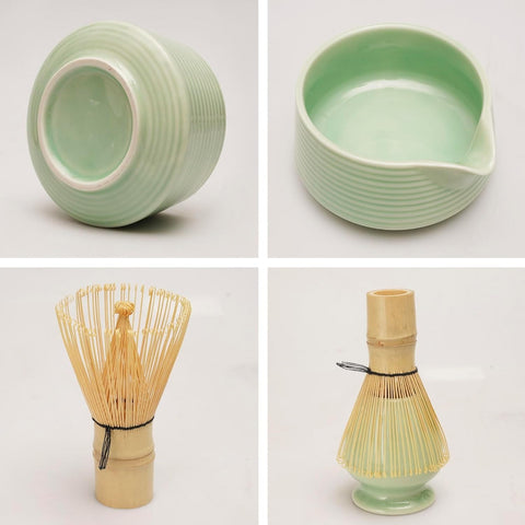 Matcha-Tee-Set – 4-teilig, mit Schale, Bambusbesen & Löffel