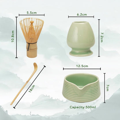 Matcha-Tee-Set – 4-teilig, mit Schale, Bambusbesen & Löffel