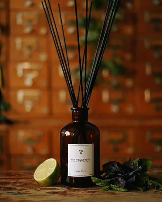 By Velcheva Raumduft Mikado Lime Basil – 125 ml, Limetta, Basilico e Timo