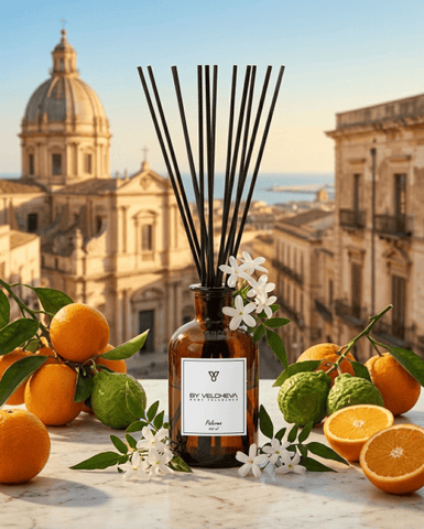 Par Velcheva Diffuseur d'ambiance Mikado Palermo – 125 ml, Bergamote, Jasmin et Vanille