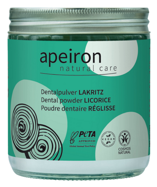 APEIRON Dental powder, licorice, refill glass