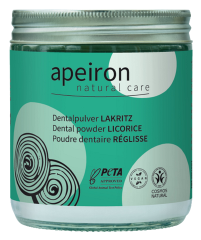 APEIRON Dental powder, licorice, refill glass