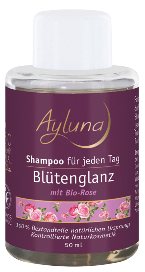 AYLUNA Shampoo Shine & Care Blütenglanz with organic Damask roses - travel size