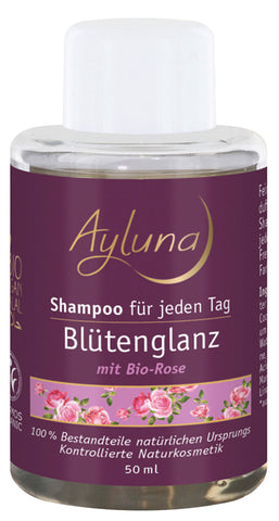 AYLUNA Shampoo Shine & Care Blütenglanz with organic Damask roses - travel size