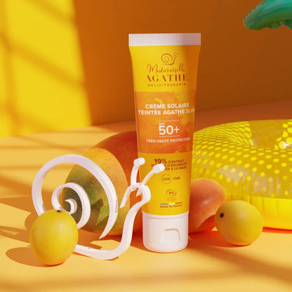 Crème solaire certifiée bio - teintée spf50+