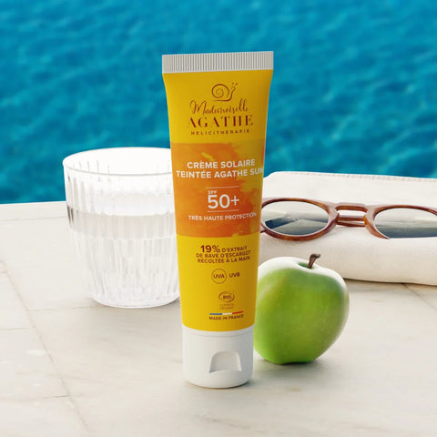 Crème solaire certifiée bio - teintée spf50+