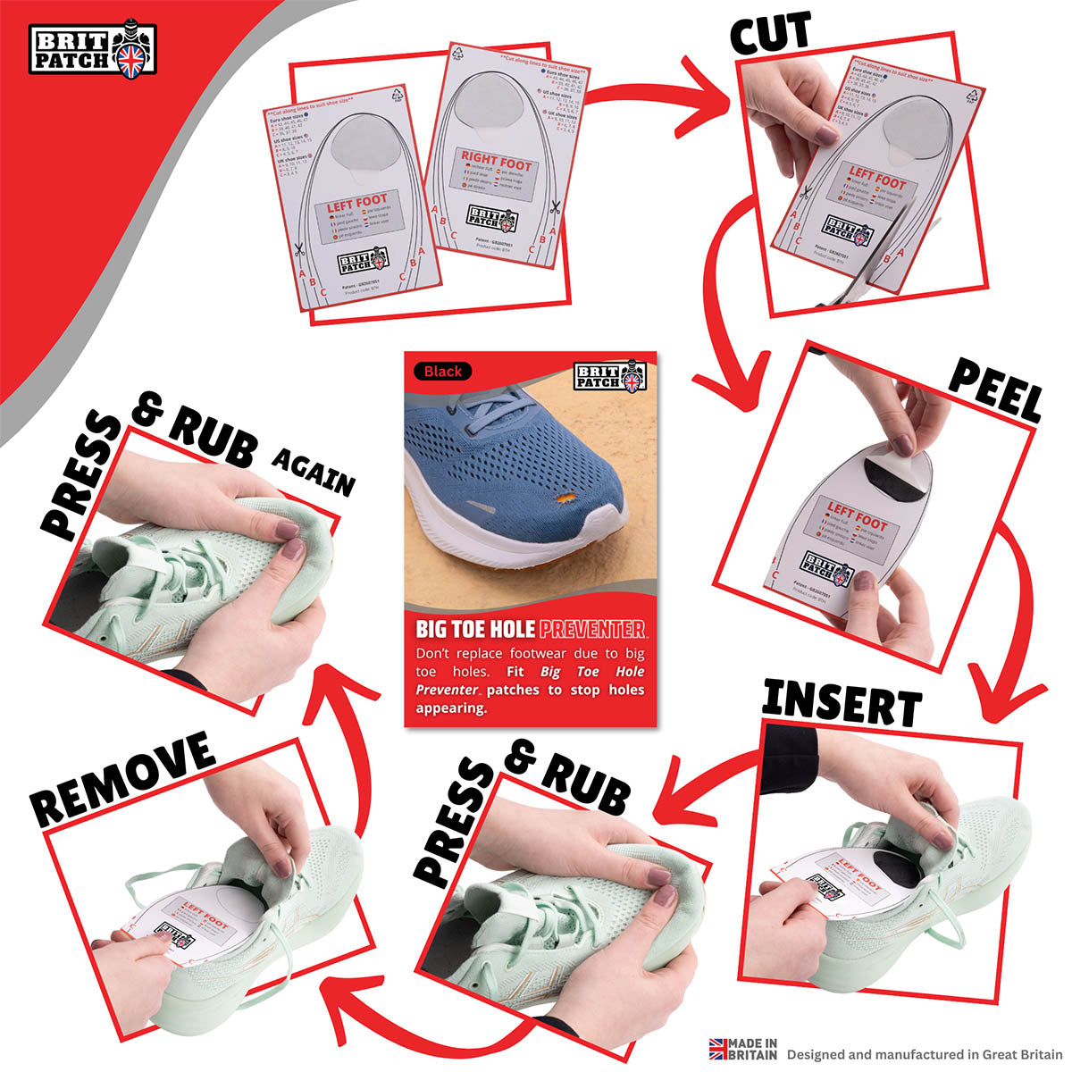 Brit Patch Big Toe Hole Preventer, Schuhreparatur