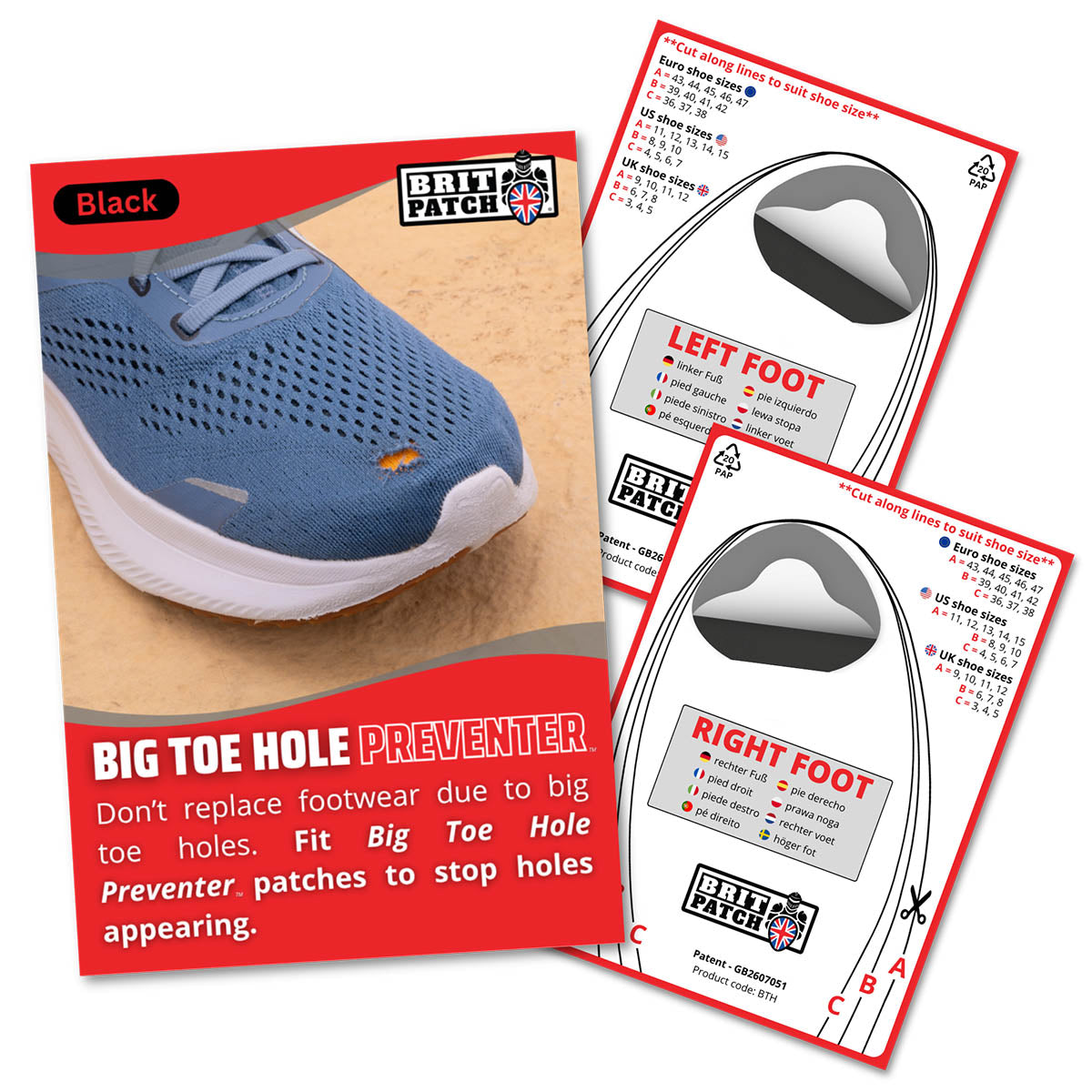 Brit Patch Big Toe Hole Preventer, Schuhreparatur