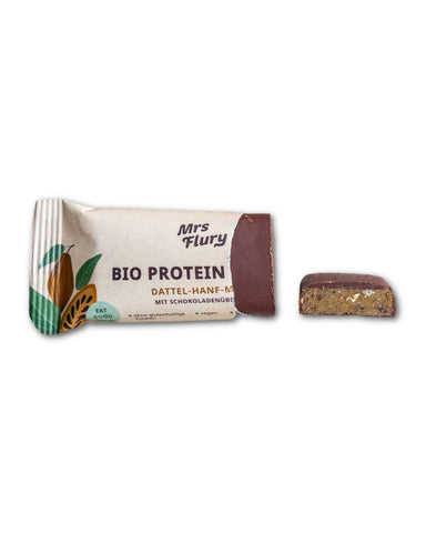 Bio Protein Riegel Hanf-Maca 14% Protein mit Schokoladenüberzug ⚠️Produkt wird ungekühlt verschickt⚠️